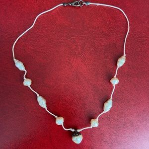Vintage Haskell Style Faux Pearl Necklace Knotted String Strand Pendant Retro
